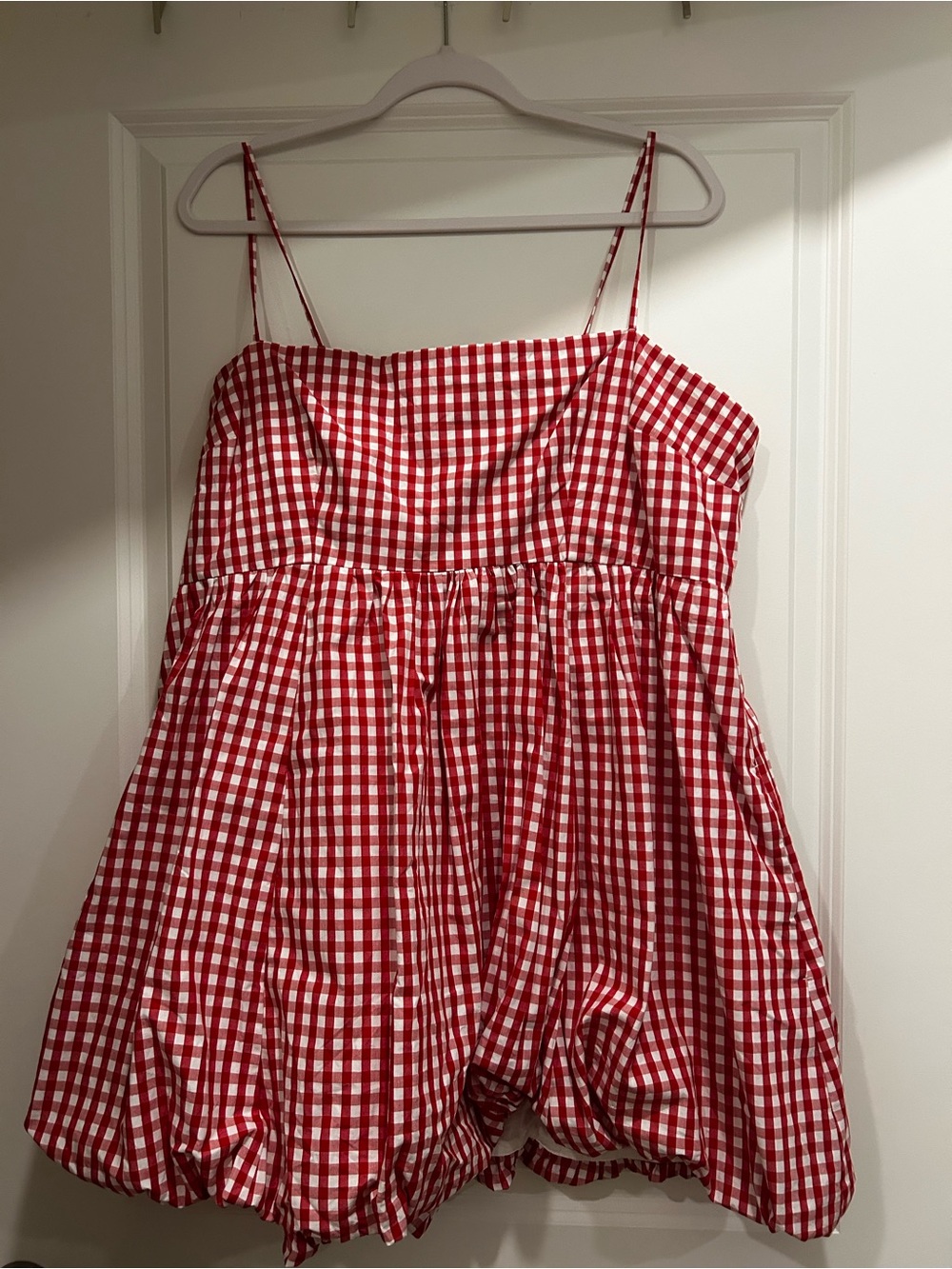NWT Abercrombie Red & White Gingham Spaghetti-Strap Dress